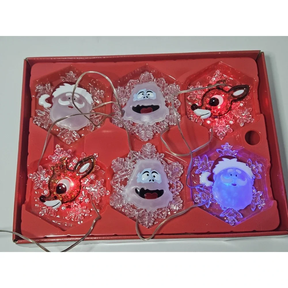 Rudolph Red Nosed Reindeer Musical String Lights 6 Count LED Color Changing